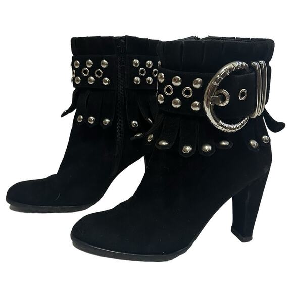 Stuart Weitzman Black Suede Heel Ankle Boots - Picture 1 of 7